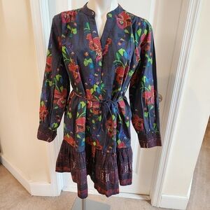 Rosgarden Anthropologie new with tags large dress long sleeves and bottom ruffle